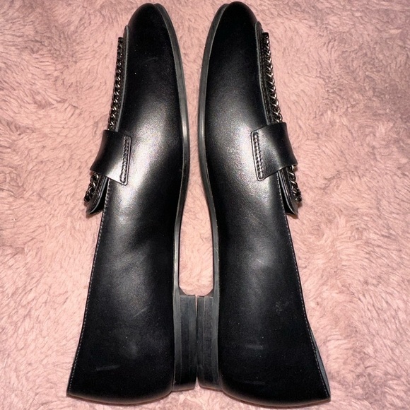 NWOT Aquatalia Black Ronda Chain Leather Loafer Flats 8 office goth preppy - Picture 6 of 10